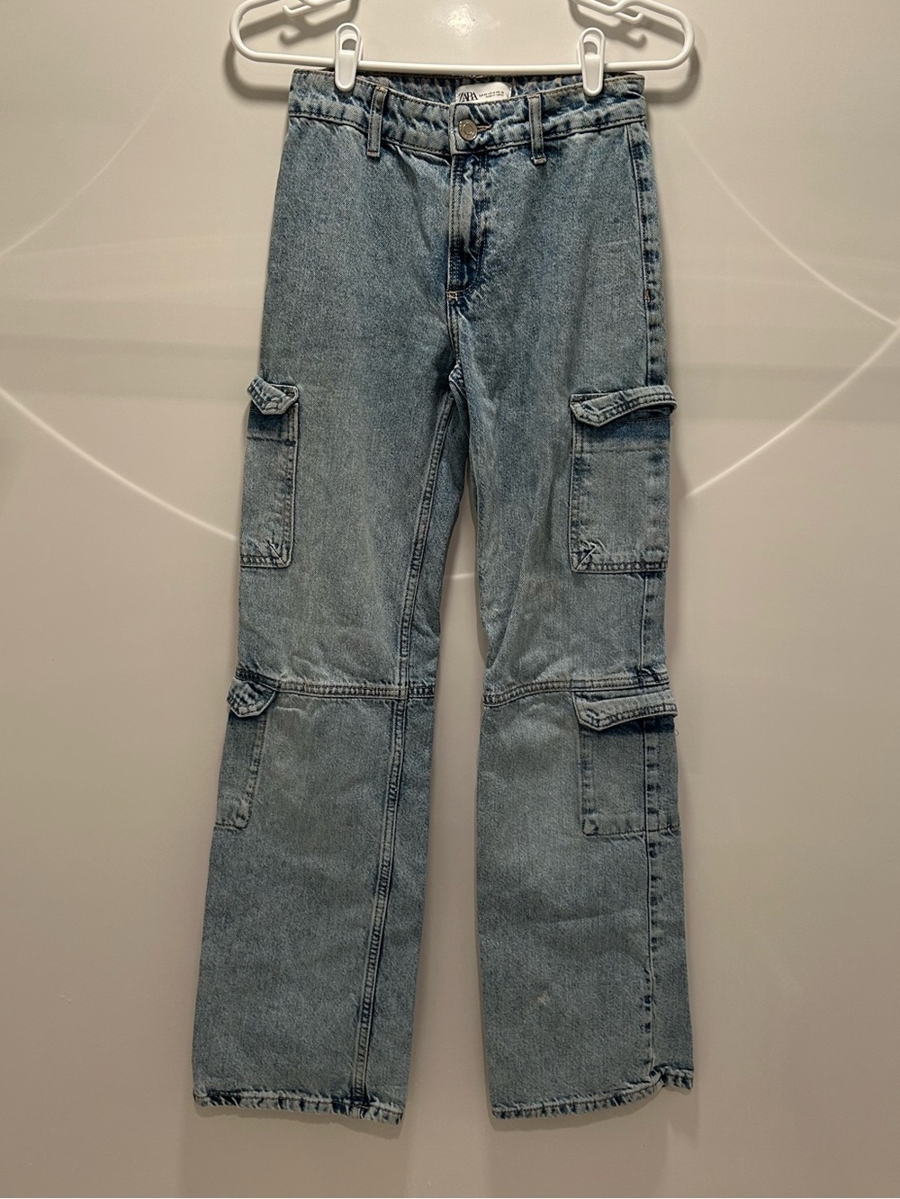 Zara Light Blue Relaxed Fit Jeans with Cargo Pocket